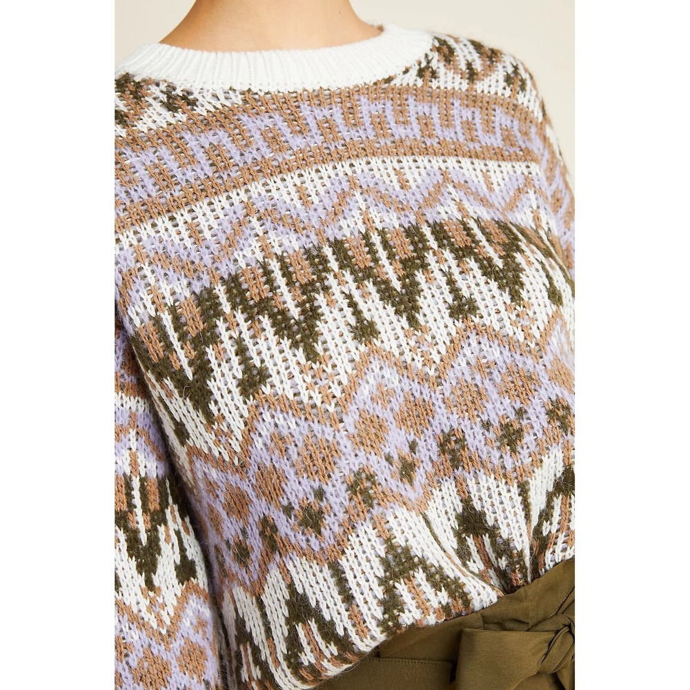 Anthropologie Fabiana Fair Isle Alpaca Wool Knit‎ Sweater Women S Boho Cottage